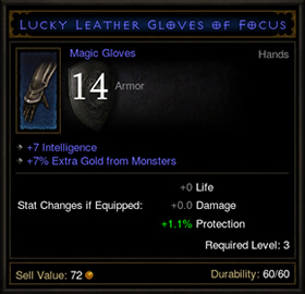 Diablo 3 Lucky Leather Gloves of Focus