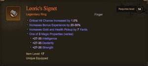 Leoric's Signet Tooltip